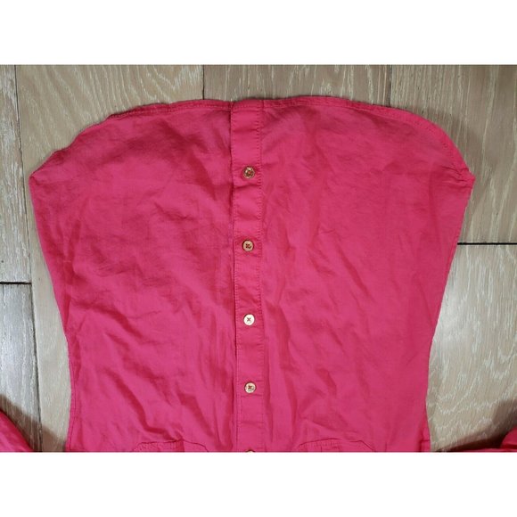 Lilly Pulitzer Cruiser Camp Shirt Button Up Pink Size 2 Gold Tone Buttons Blouse - Picture 2 of 9